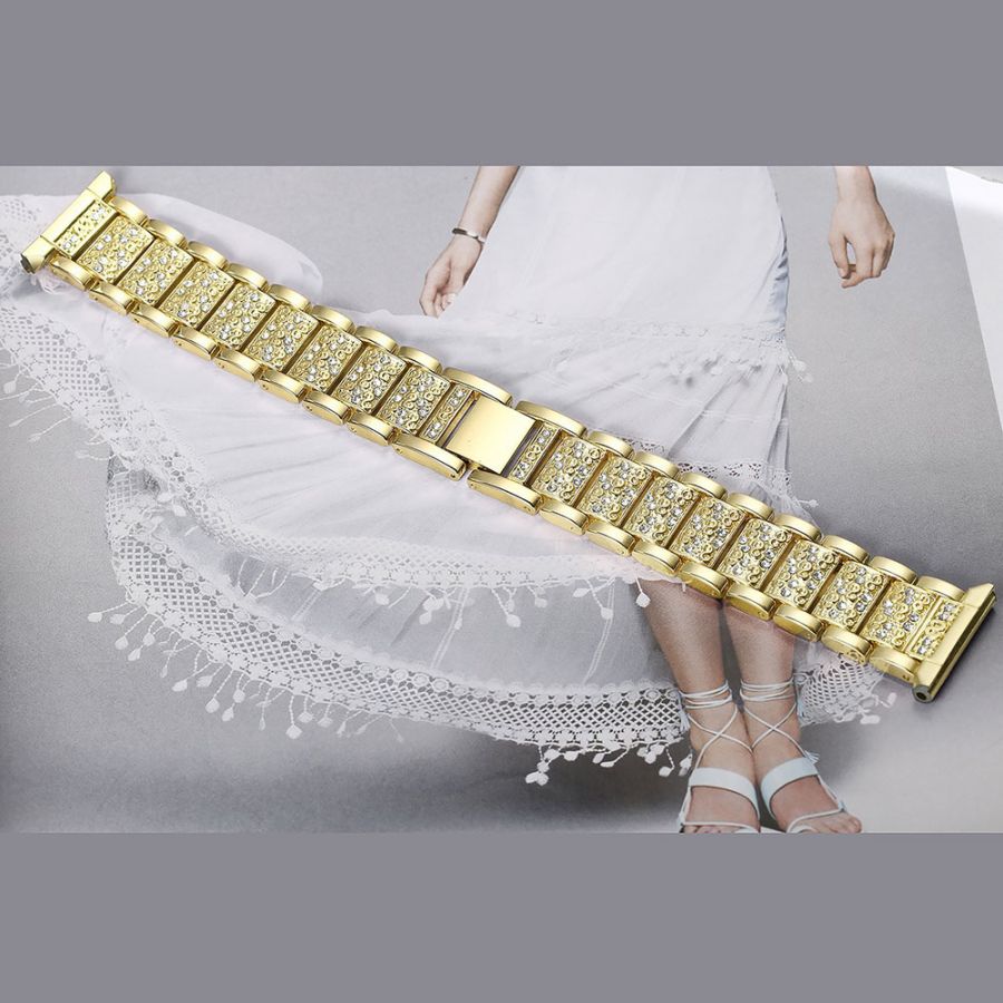 Luxury shiny Diamond Watch band For Fitbit versa gold